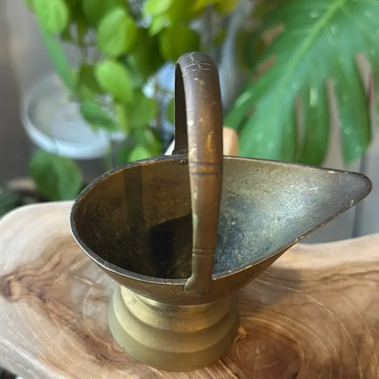 Solid Brass 4.75” Floral Etched Vessel