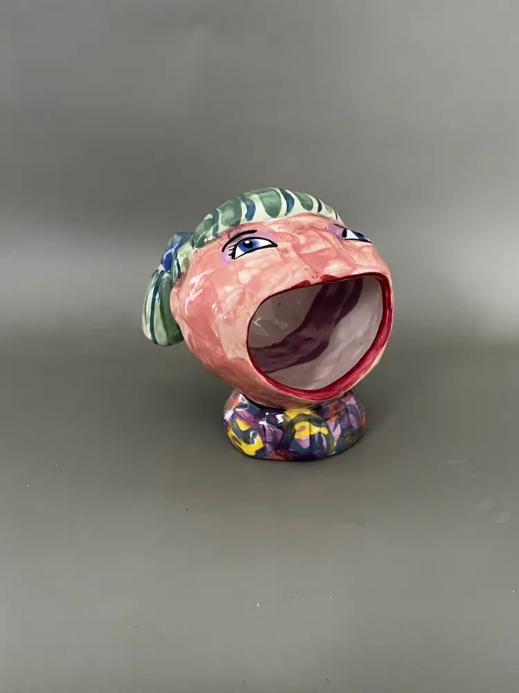 Laurel Izard & Edwin Shelton Hand Painted Whimsical Girl Studio Art Pottery OOAK