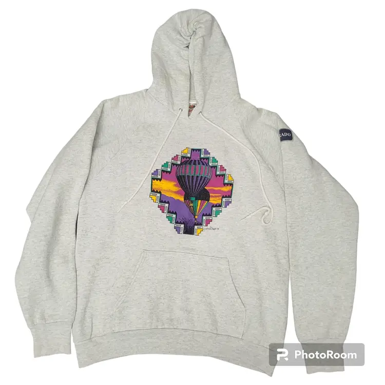 1993 Colorado Air Ballon Sweatshirt Wild Hare Sweater Hoodie Vtg Pockets Cuffed