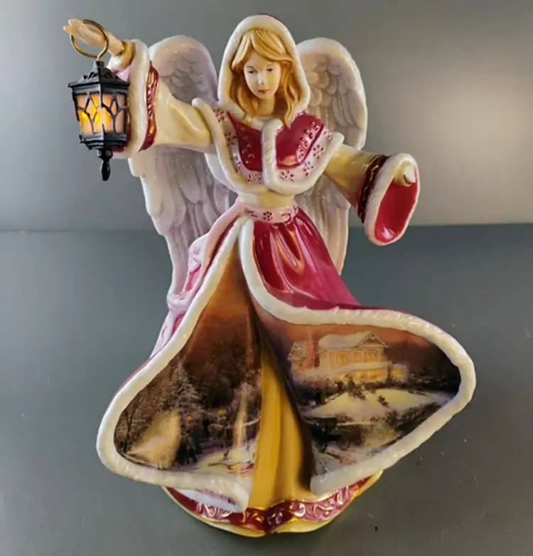 Thomas Kinkade Porcelain Angel Of Hope Winter Angels Of Light Chip Illuminated