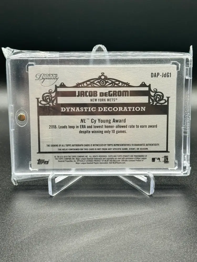 Jacob DeGrom 2019 Topps Dynasty Patch Auto #10/10 Book End New York Mets