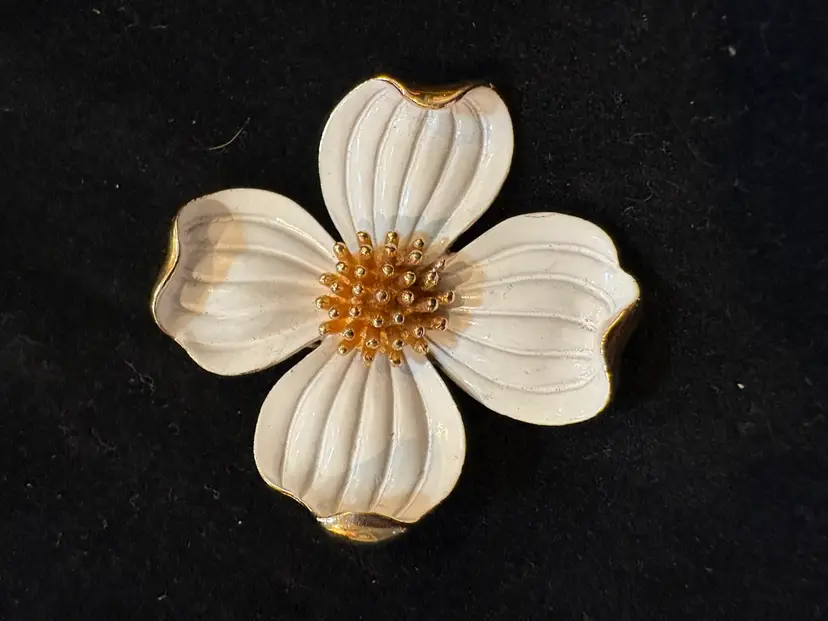Vintage Trifari Enamel Dogwood Brooch