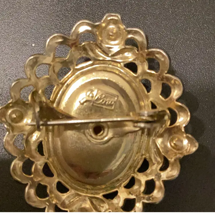 Coro Cameo Brooch Signed