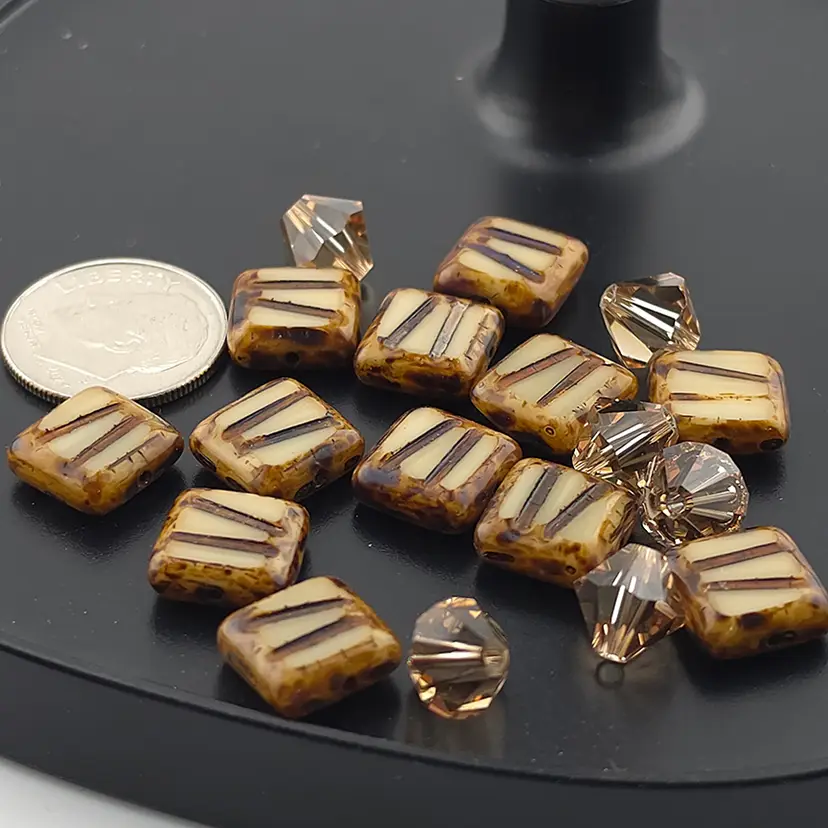 12pcs Czech Glass Beads & 6pcs Crystal Beads #BC190