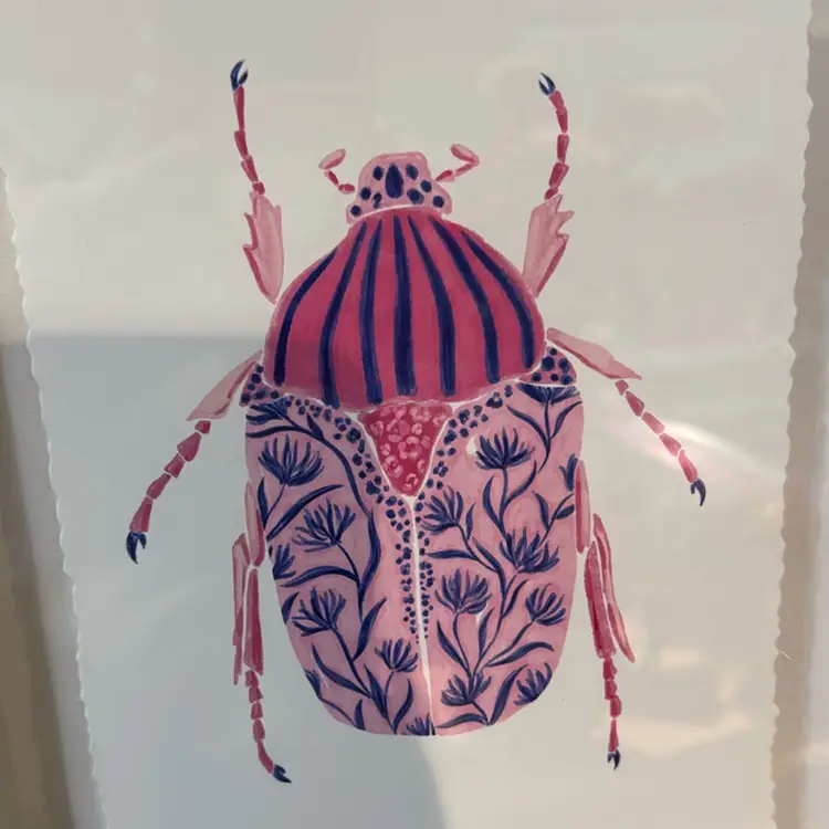 Colorful Framed Beetle Print