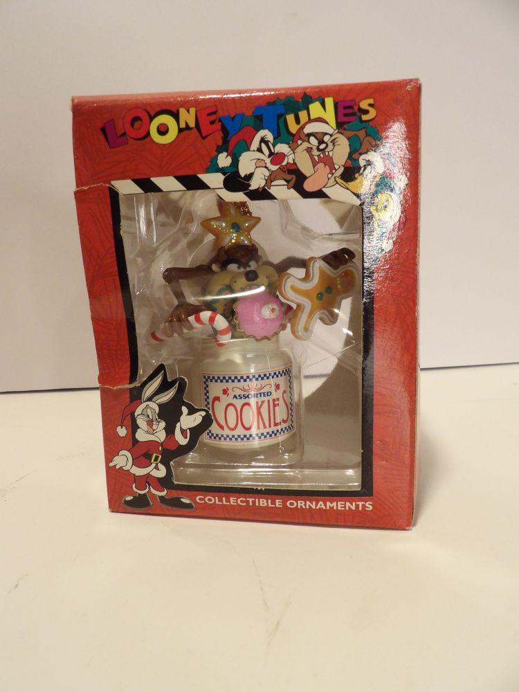 * Warner Brothers Taz Tasmanian Devil in Cookie Jar Christmas Ornament 1996 3"
