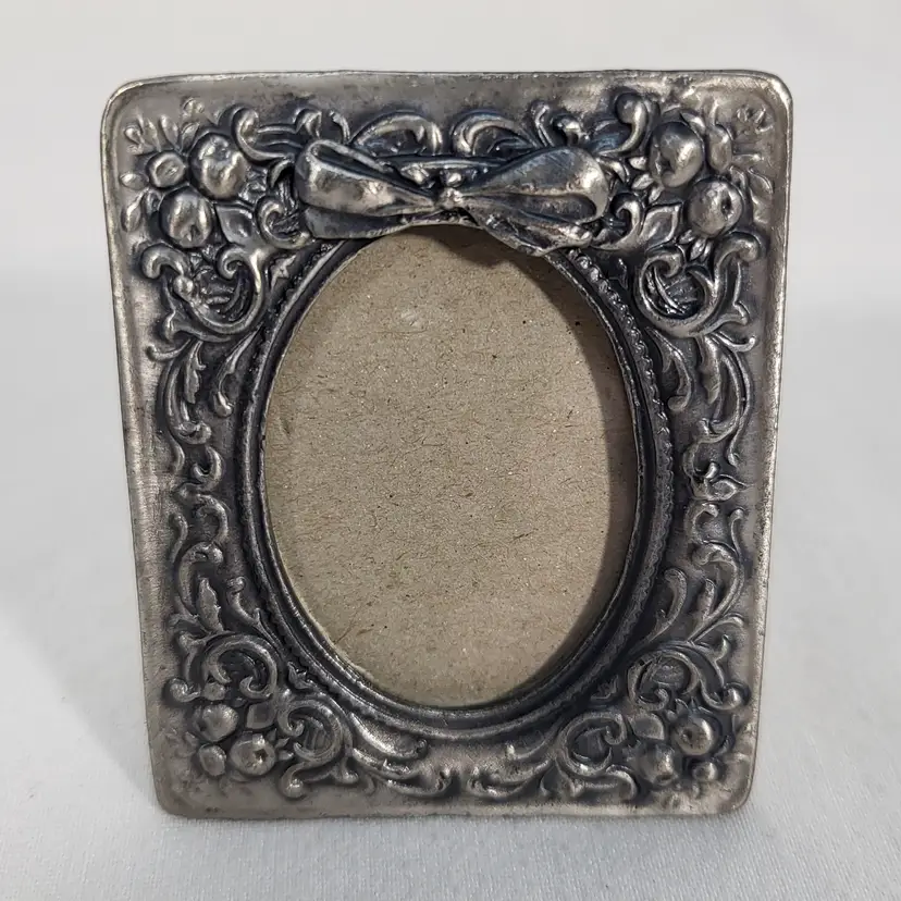 Pewter Photo Frame Vintage Art Nouveau 3"