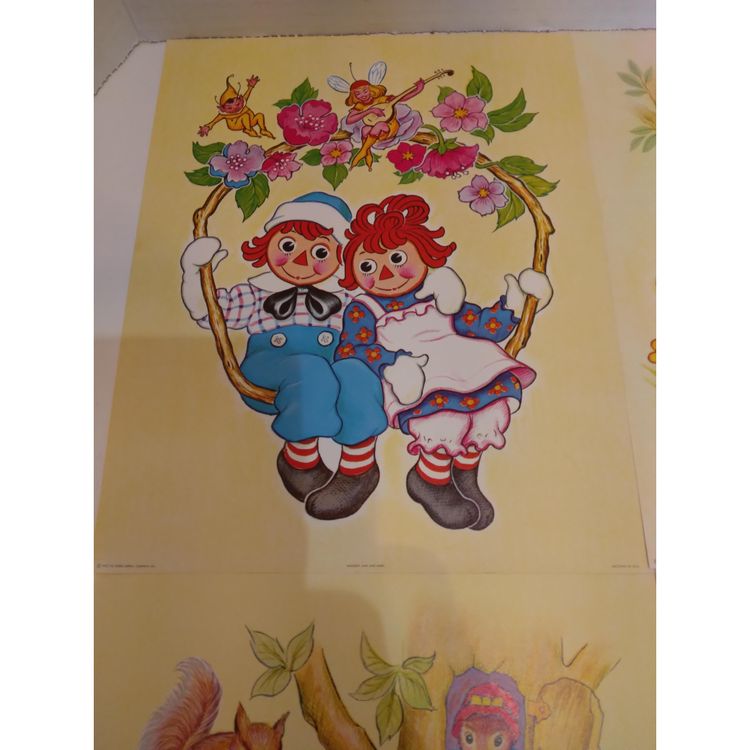 Vintage Lot of 1973 Bobbs Merrill Co. Raggedy Ann and Andy 8X10 Prints Set of 6