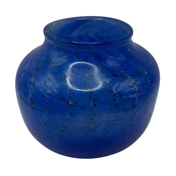 Signed Art Glass Vase By John Geci, 5-3/4” Tall x 5” Wide