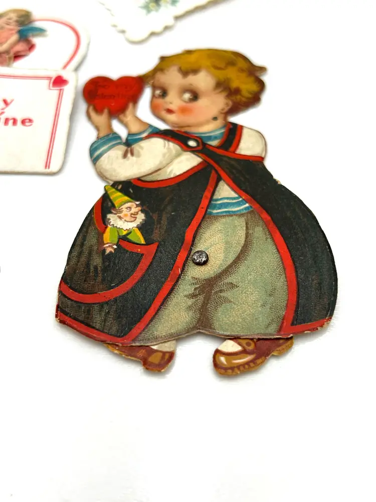 Lot of Antique Paper Valentines Day Cards and a Die Cut