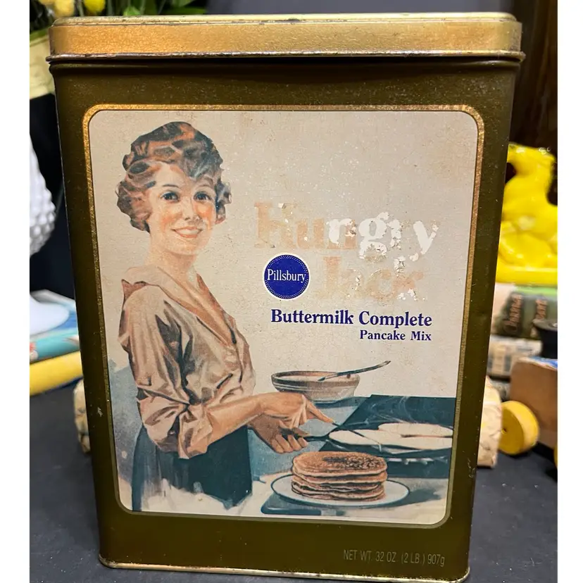 MARKDOWN! Pillsbury Hungry Jack Pancake Mix Tin With Recipe ~8.5x6.25x2.5"
