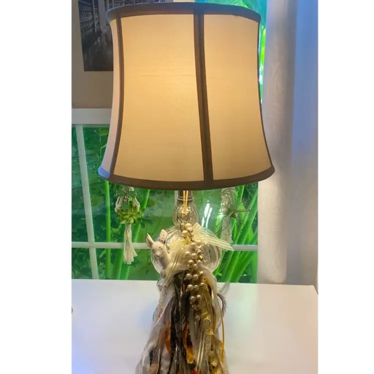 Vintage Elegant Sitting Deer Salt Shaker Tassel Adorned With Vintage Faux Pearls