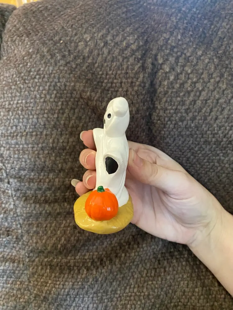 Ceramic Ghost With Pumpkin 2” X 1 3/4” X 3 1/4”