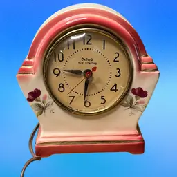 12. Vintage Royal Oxford China Clock: 1930s Art Deco Floral Pottery