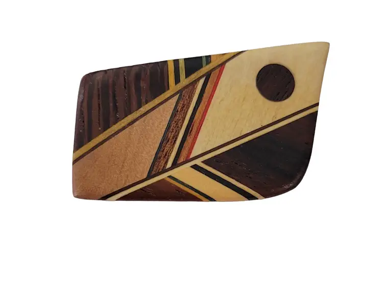 Wood Modernist Wood Marquetry Pin E660