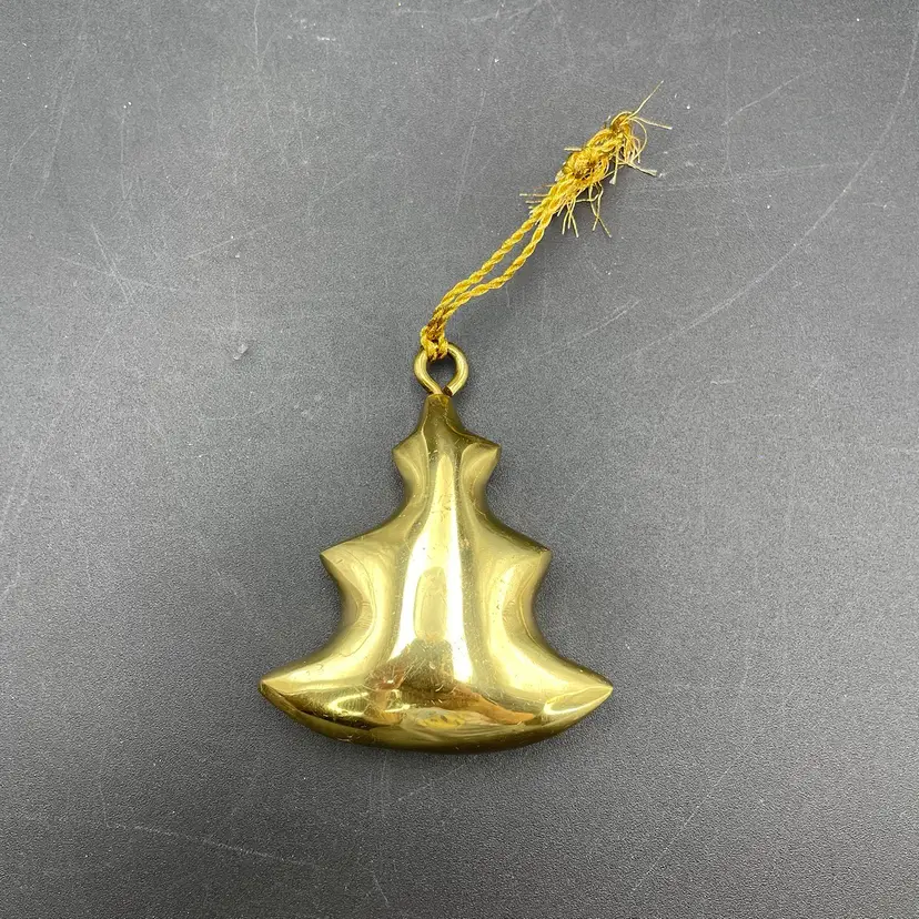 Solid Brass Evergreen Christmas Tree Vintage Hanging Christmas Ornament