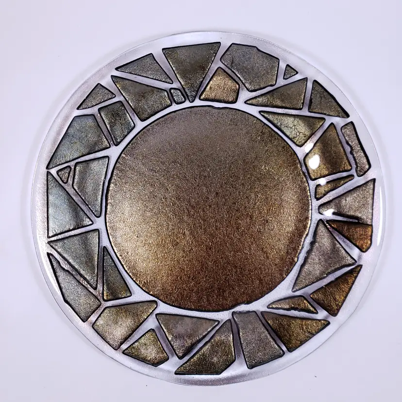 Vintage Signed PAUL HATHCOAT STUDIOS Colorado Dichroic FUSED ART GLASS PLATE