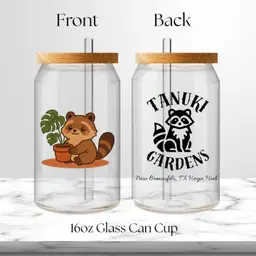 Tanuki Gardens 16oz Glass Can Cup