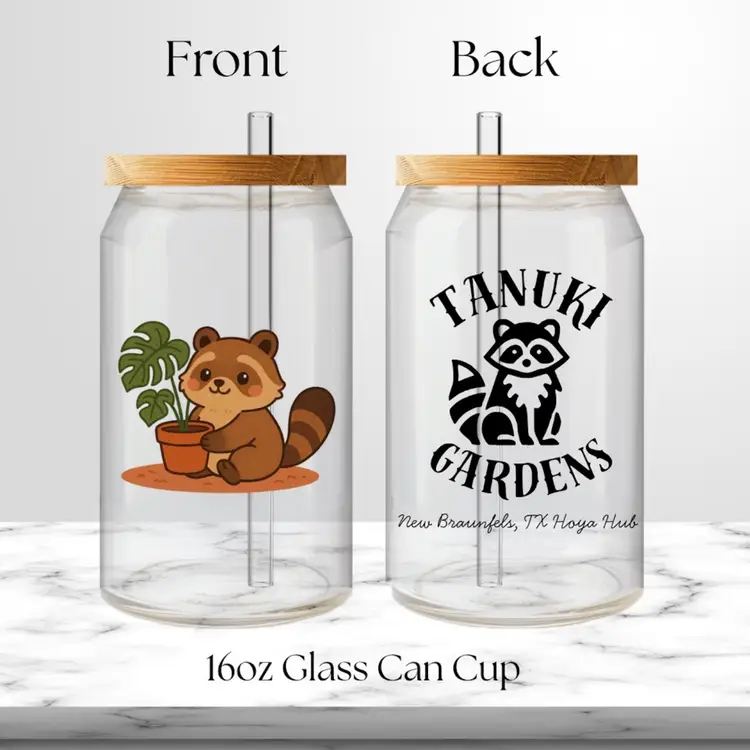 Tanuki Gardens 16oz Glass Can Cup