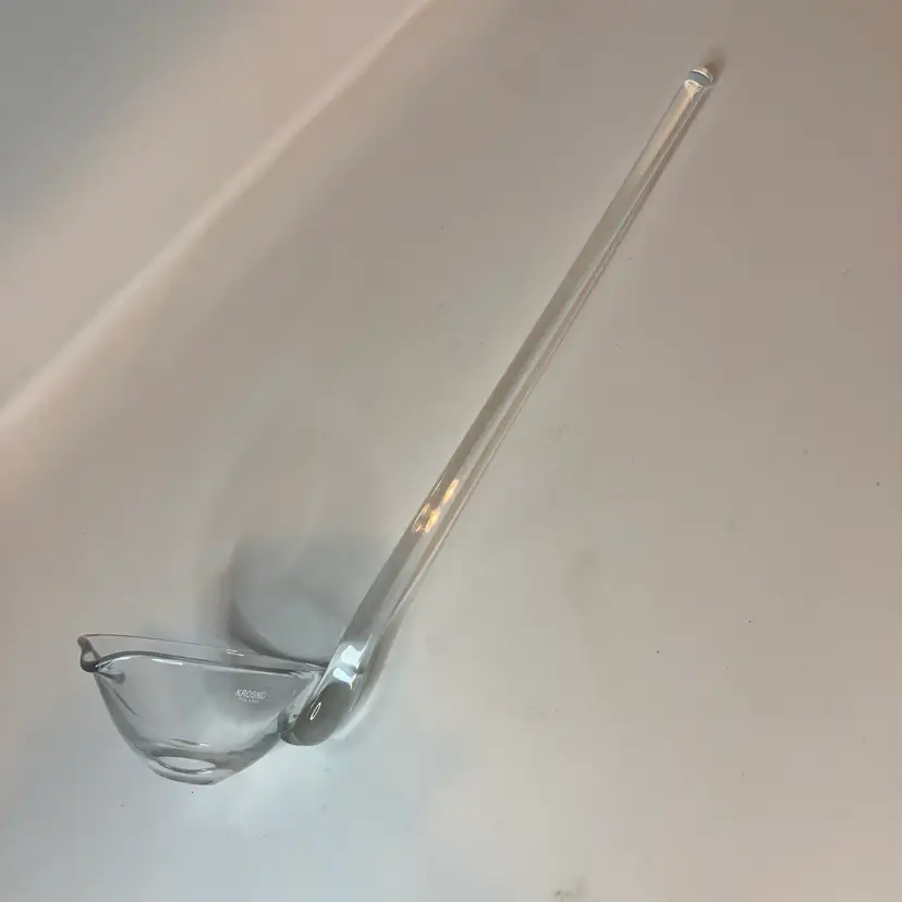 Krosno Poland Handblown Clear Glass Ladle! 13 1/2” Long! New With Sticker!
