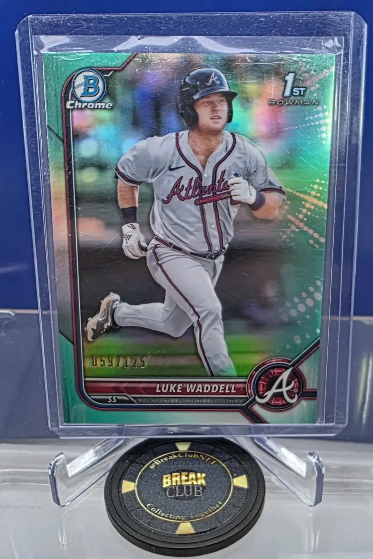 Luke Waddell 2022 Bowman Chrome Prospects Aqua Refractor 059/125 #BCP-48 Atlanta Braves