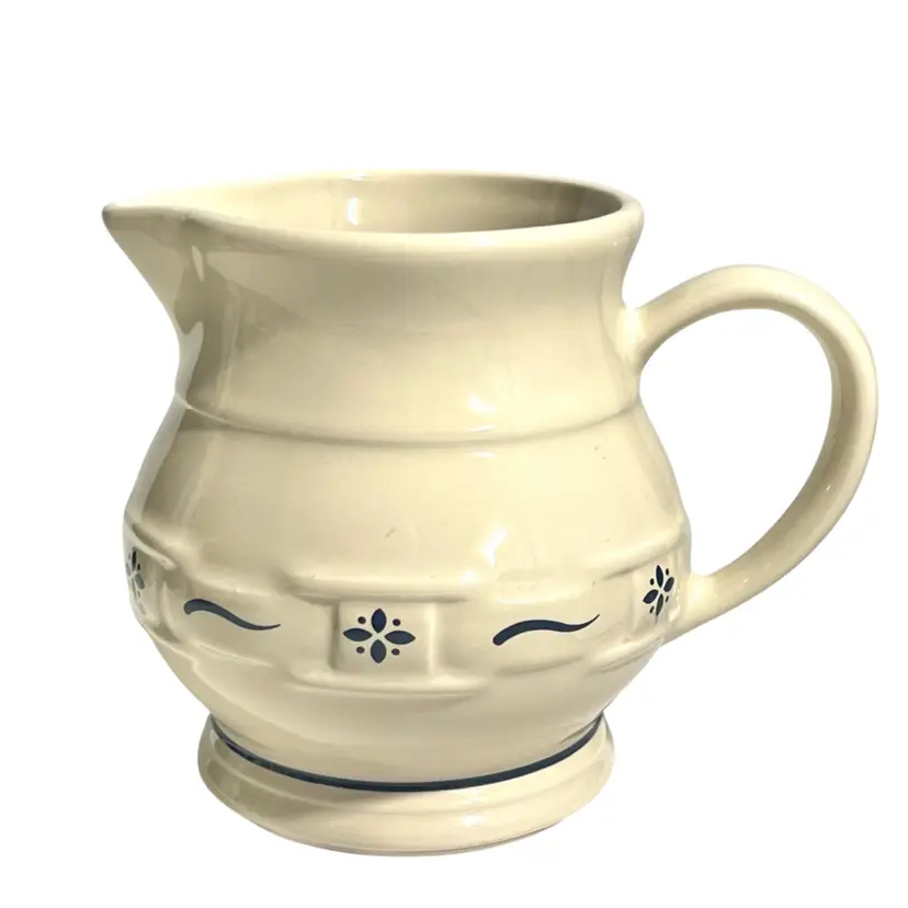 Pottery Pitcher Woven Traditions Classic Blue Longaberger 32oz/1qt