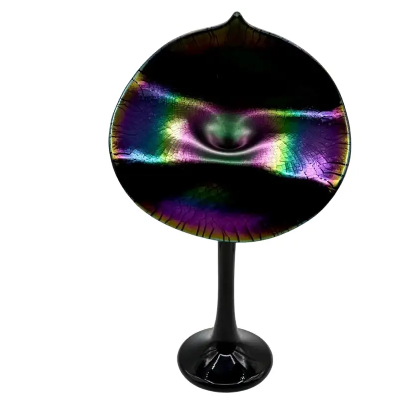 Correia Studio Amethyst Iridescent/Dichroic Art Glass Jack In The Pulpit Vase Signed