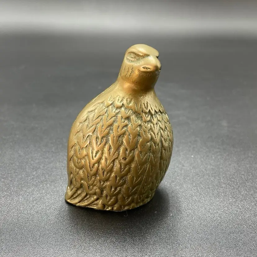 Brass Quail Bird Sculpture Figurine Paperweight MCM Home Decor