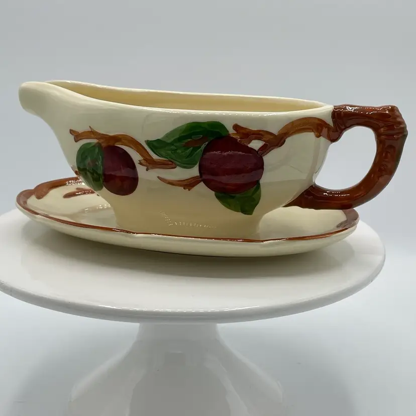 Franciscan Apple Pattern Gravy Boat w/ Attached Underplate