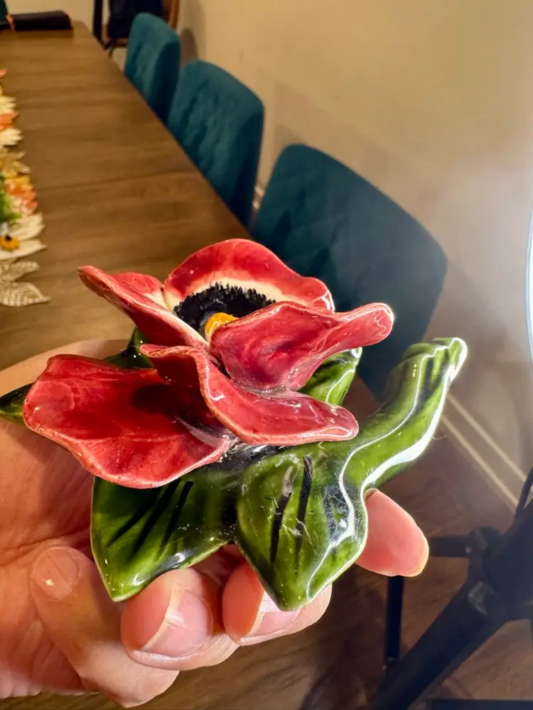 Ceramic Pansy with hook so you can hang on wall