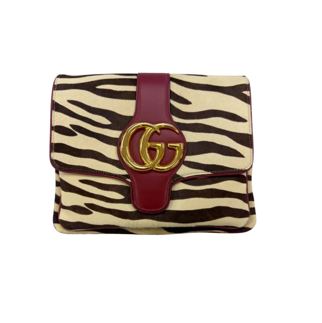 Gucci Arli Zebra Print Calf Hair With Red Leather Trim