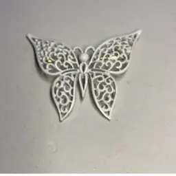 White Butterfly Crown Trifari Brooch 2”