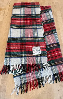 Highland Home Industries Plaid Tartan All Wool Throw Blanket Fringe 54 X 62
