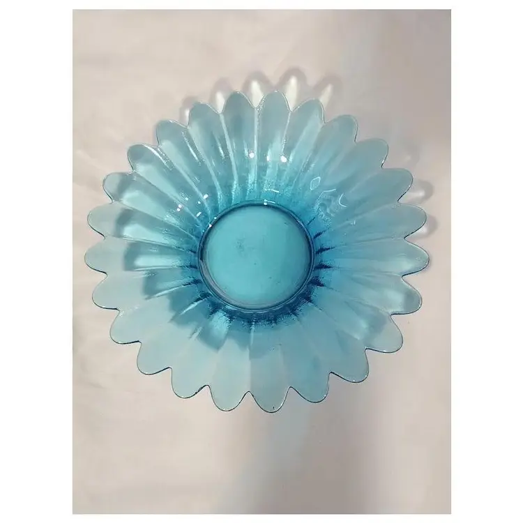 Vintage Blue Glass Daisy Bowl