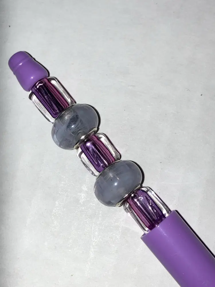 Fidget Pen Handmade By Me! Black Ink! 5 1/2” Made With Glass Beads!