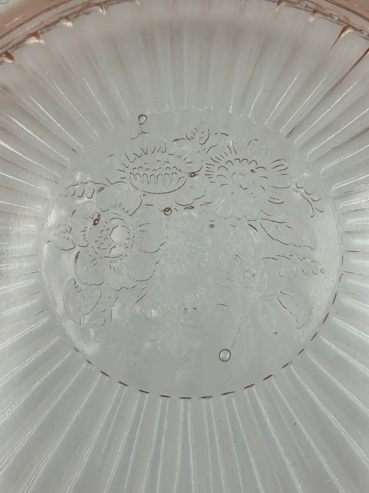 Vintage Anchor Hocking, Mayfair, Pink Depression Glass Open, Rose, Footed Cake Plate