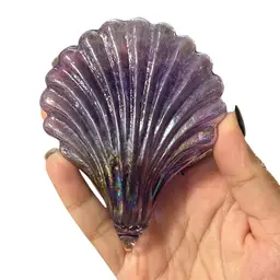 Purple Iridescent Glass Eye Studio Shell Ornament