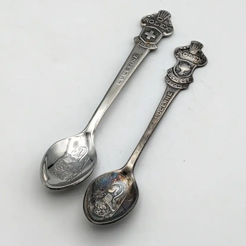 Rolex Bucherer Watches Lucerne Switzerland B 100 12 Souvenir Spoon Lot of 2