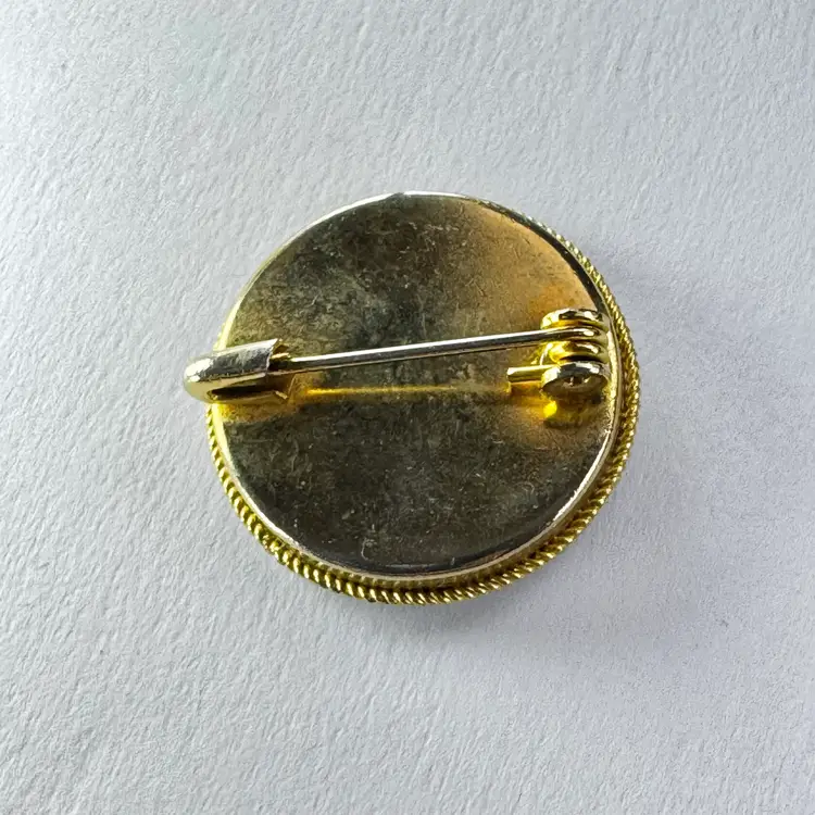 Vintage Italian Round Micro Mosaic Flower Brooch, Absolutely Beautiful, Measures 1”