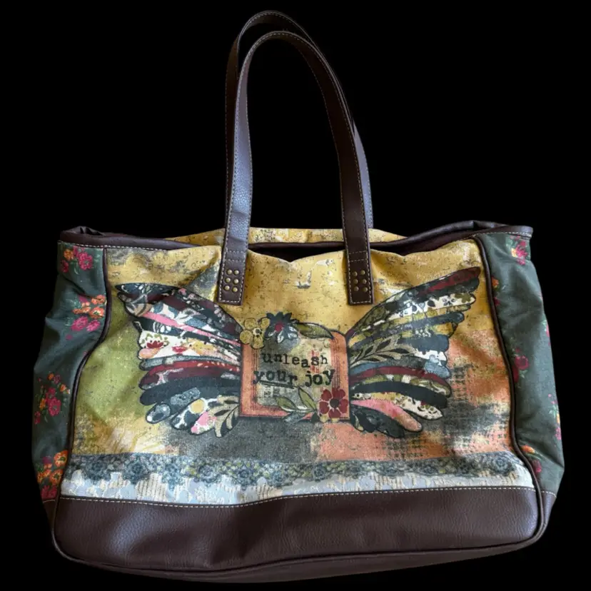 Kelly Rae Roberts Unleash Your Joy Tote Bag Colorful Boho Floral Inspirational