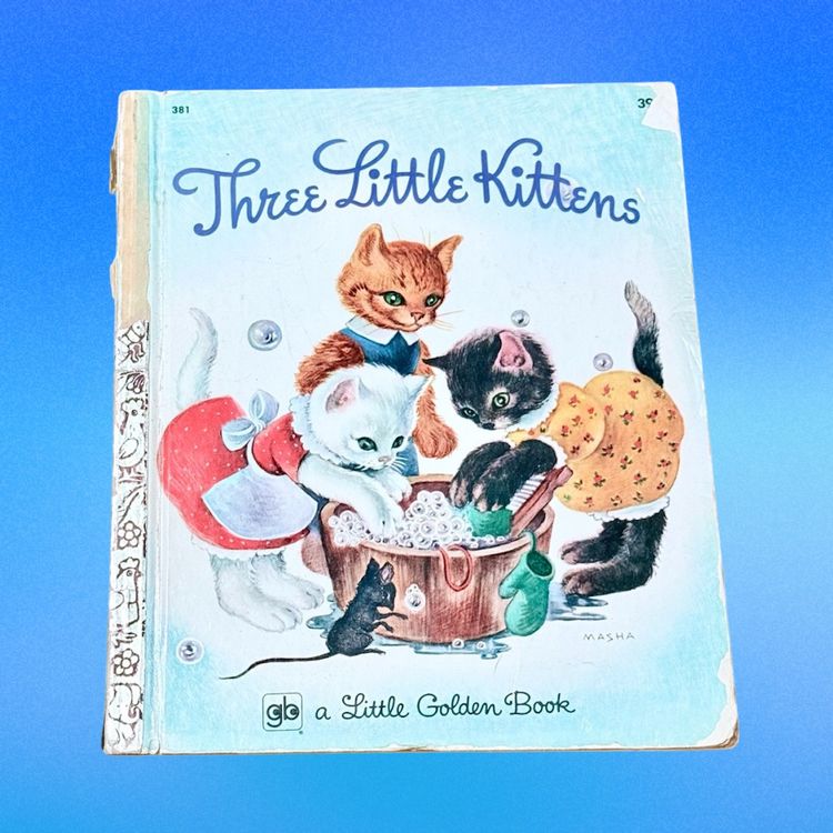 Vintage Edition Three Little Kittens Little Golden Book 1972 35th Printing (KK)