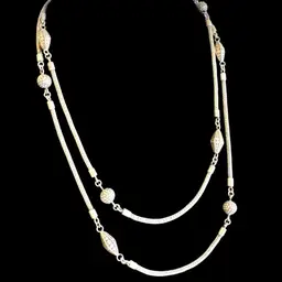 Sterling Silver 48” Rope-Style Beaded Necklace with Detailed Clasp