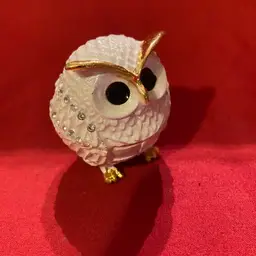 15. Metal Enamel Stoned Owl Trinket Box