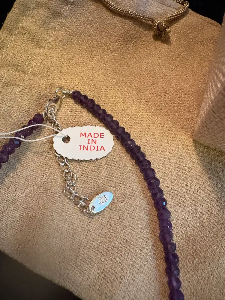 60 Ct. Amethyst & Sterling silver Bead Necklace. Artisan Collection Of India. New In Box.