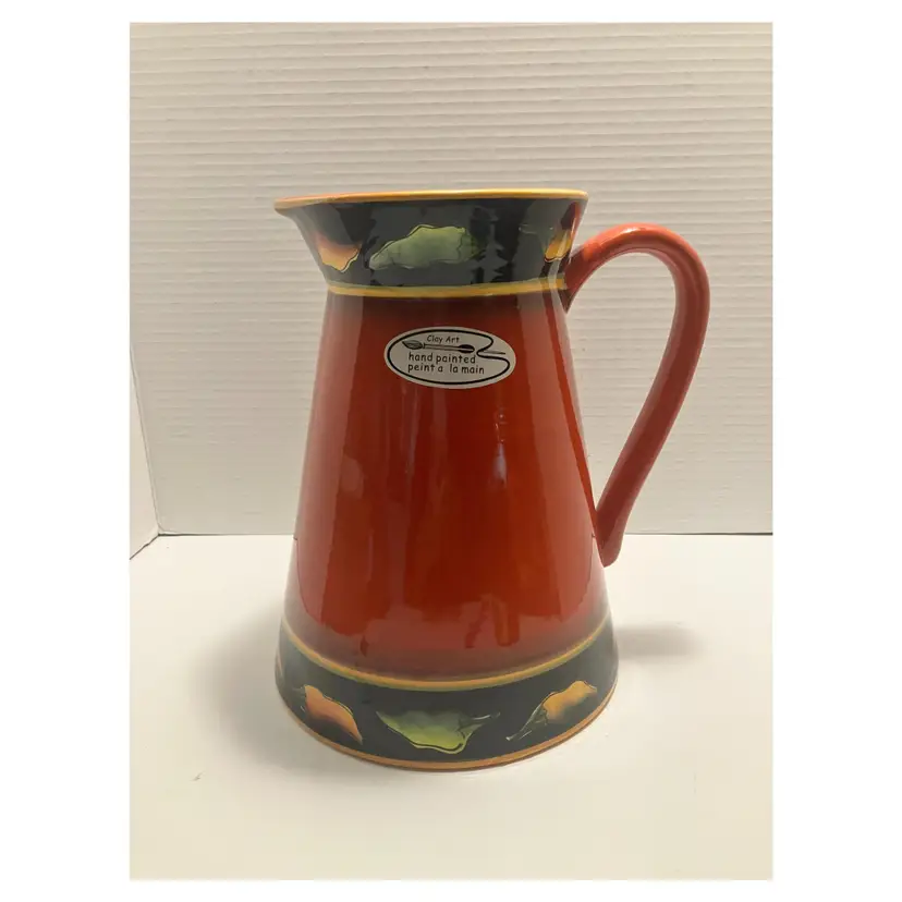 Vintage Clay Art Hand painted Jalapeño Pitcher