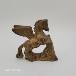 Solid Brass Winged Pegasus Myrhical Horse Small Figurine 2.5 in
