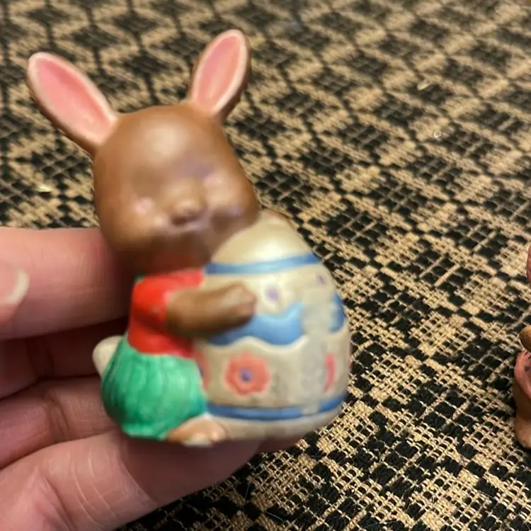 Vintage Three Miniature Ceramic Bunnies Easter Bunnies 1980S