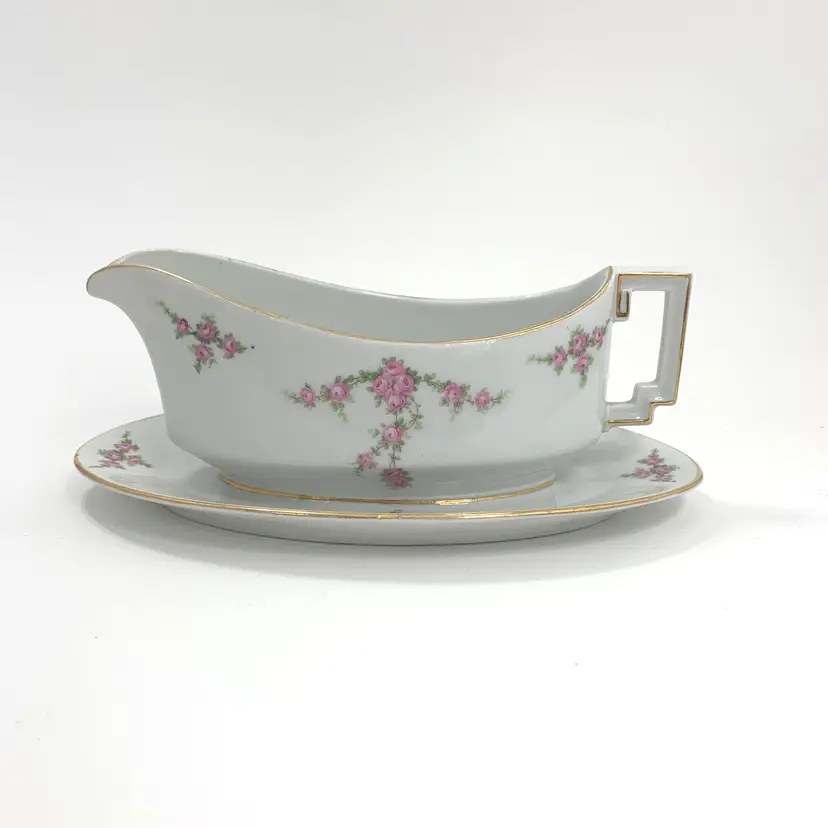 Rosalinda Bavaria Gravy Boat Under Plate Heinrich H Co Selb Cottage Core Vintage