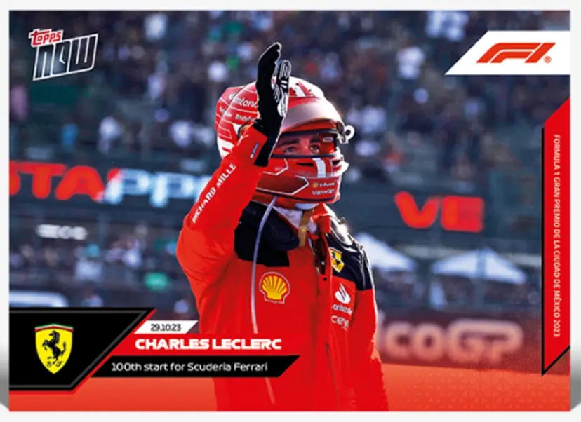 2023 Topps Now Charles Leclerc 100th Start Ferrari Card