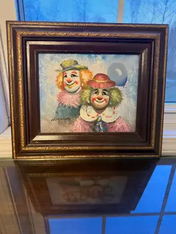William Moninet Original Signed Framed Oil Canvas Clown Painting